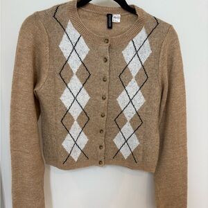 H&M Tan Argyle Cardigan